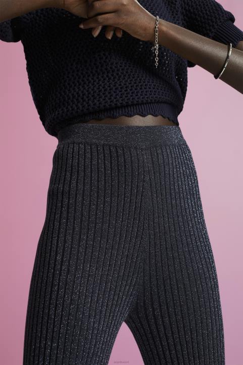 naiset Esprit laivasto kimaltelevat neulotut housut housut & housut 82T6259