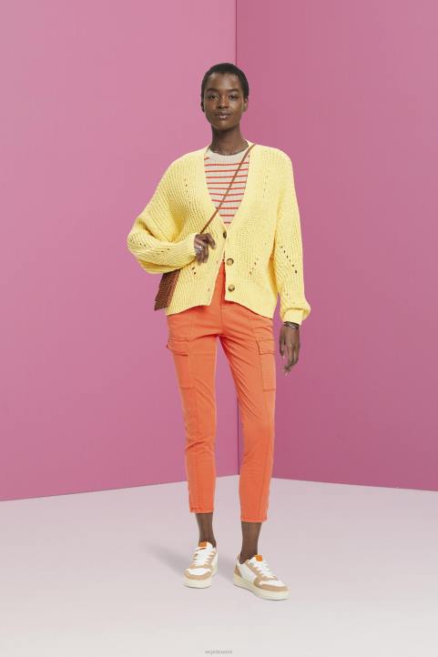 naiset Esprit oranssinpunainen keskikorkeat cargo-tyyliset housut housut & housut 82T6271