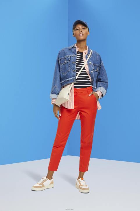 naiset Esprit oranssinpunainen korkeat, slim fit housut housut & housut 82T6270