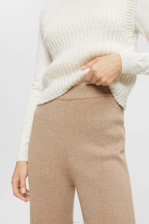 naiset Esprit taupe korkeat joustinneulehousut housut & housut 82T6467