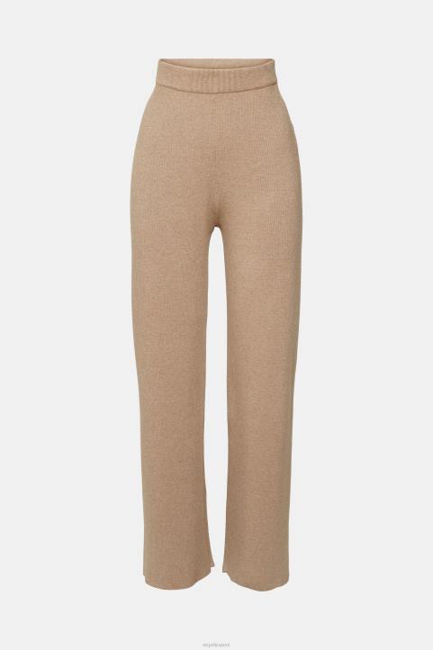 naiset Esprit taupe korkeat joustinneulehousut housut & housut 82T6467