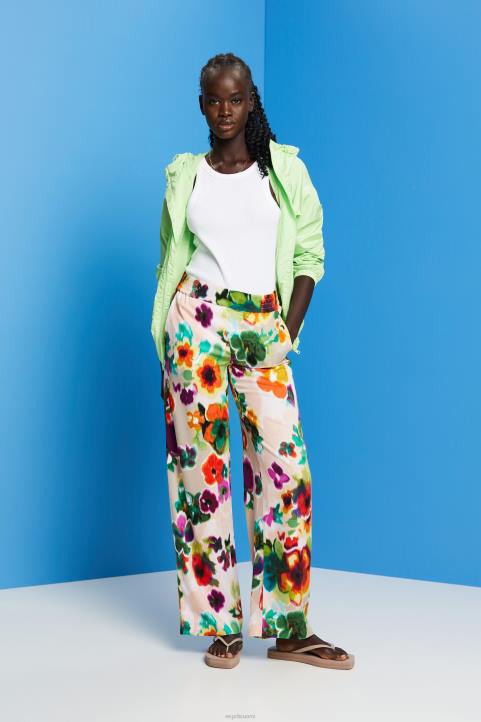 naiset Esprit valkoinen kukkakuvioiset leveät housut housut & housut 82T6131