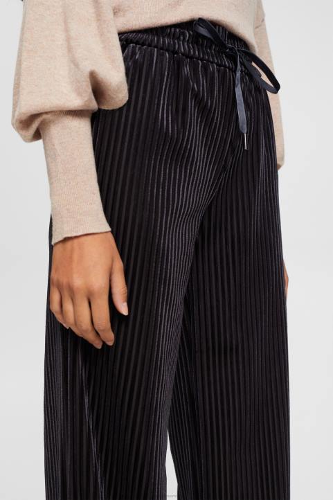 naiset Esprit musta leveät raidalliset lenkkeilyhousut lenkkeilijät 82T6422