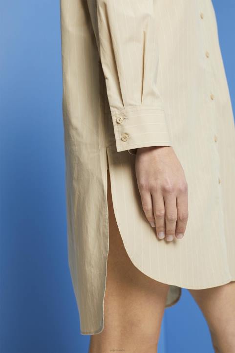 naiset Esprit beige raidallinen paitamekko, 100 % puuvillaa mekot 82T6278