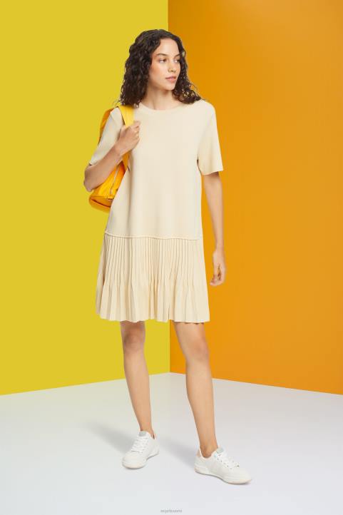 naiset Esprit hiekka laskostettu peplum mekko mekot 82T6489