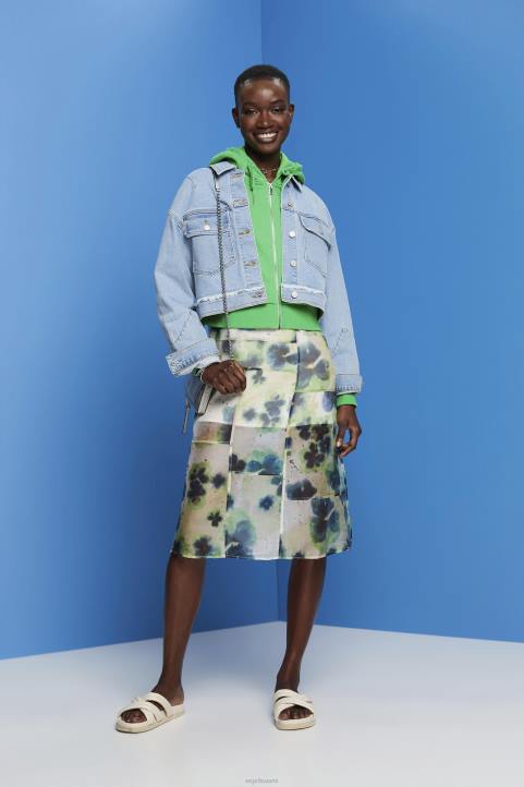 naiset Esprit keltainen kuvioitu organza midi-mekko mekot 82T6197