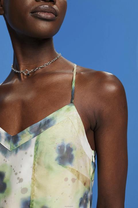 naiset Esprit keltainen kuvioitu organza midi-mekko mekot 82T6197