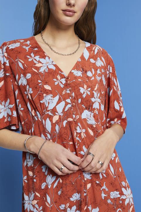 naiset Esprit korallioranssi midi-mekko kauttaaltaan kuvioinnilla mekot 82T6188