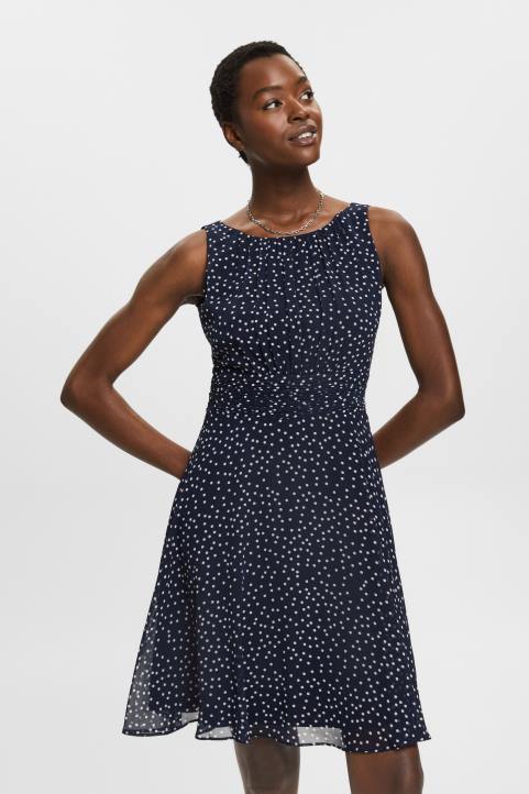 naiset Esprit laivasto kierrätetty: sifonkimekko rypytetyllä vyötäröllä mekot 82T667