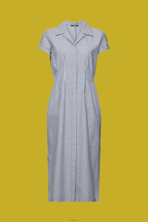 naiset Esprit laivasto seersucker paitamekko, 100% puuvillaa mekot 82T6179