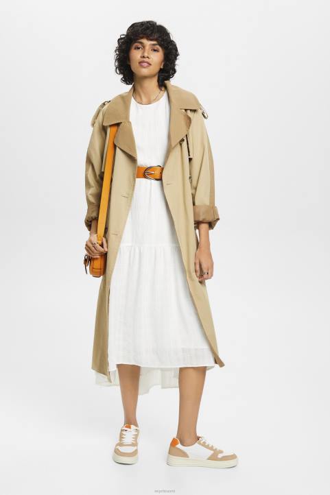 naiset Esprit luonnonvalkoinen kevyt midi-mekko ilmapallohihoilla mekot 82T6294