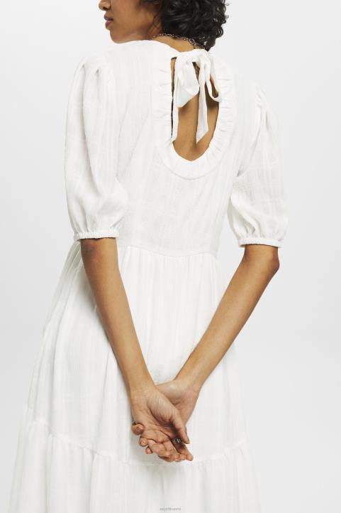 naiset Esprit luonnonvalkoinen kevyt midi-mekko ilmapallohihoilla mekot 82T6294