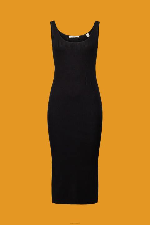 naiset Esprit musta joustinneulemekko, pellavasekoitus mekot 82T6113