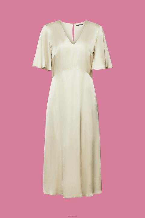 naiset Esprit pölyisen vihreä satiininen midi-mekko mekot 82T655