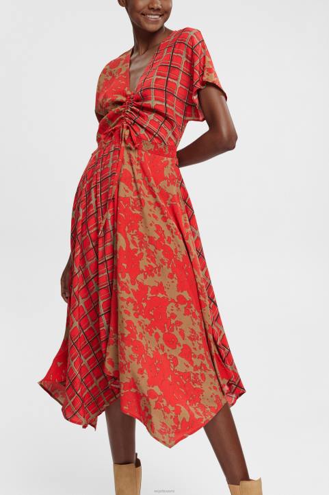 naiset Esprit punainen sekakuvioinen mekko, lenzing ecovero mekot 82T6547