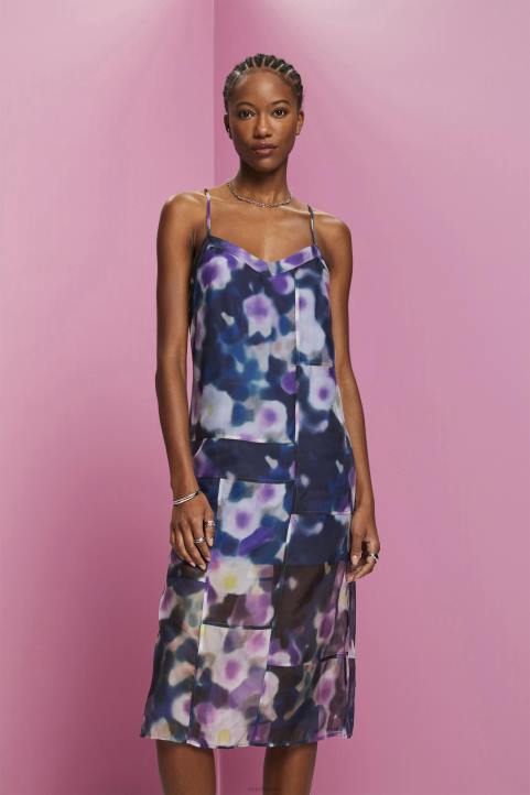 naiset Esprit sininen laventeli kuvioitu organza midi-mekko mekot 82T6196