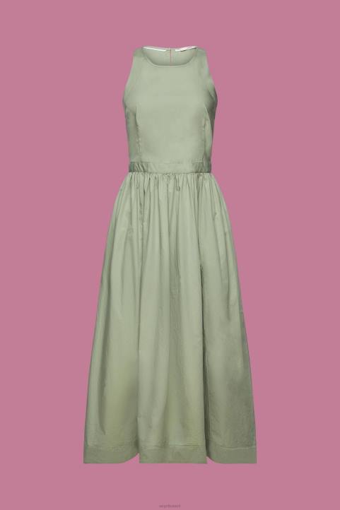 naiset Esprit vaalea khaki puuvillainen midi-mekko mekot 82T6184