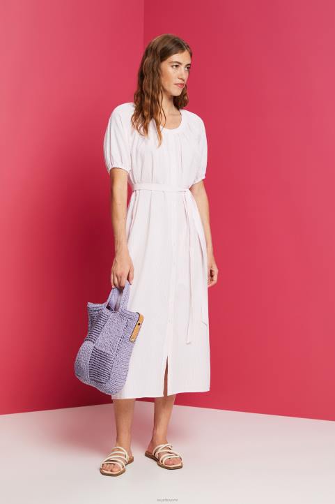 naiset Esprit vaalea pinkki midi-paitamekko solmittavalla vyöllä, puuvillasekoitetta mekot 82T6129