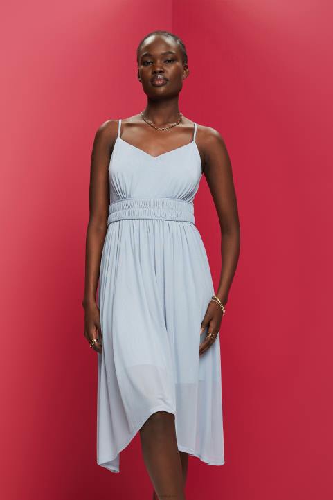 naiset Esprit vaaleansininen laventeli vyötäröllä joustava verkkomekko mekot 82T666