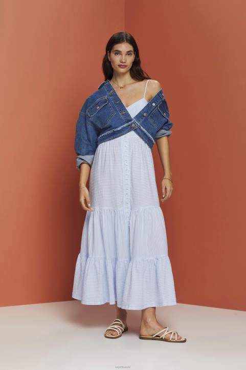 naiset Esprit vaaleansininen nauhallinen maximekko mekot 82T6233