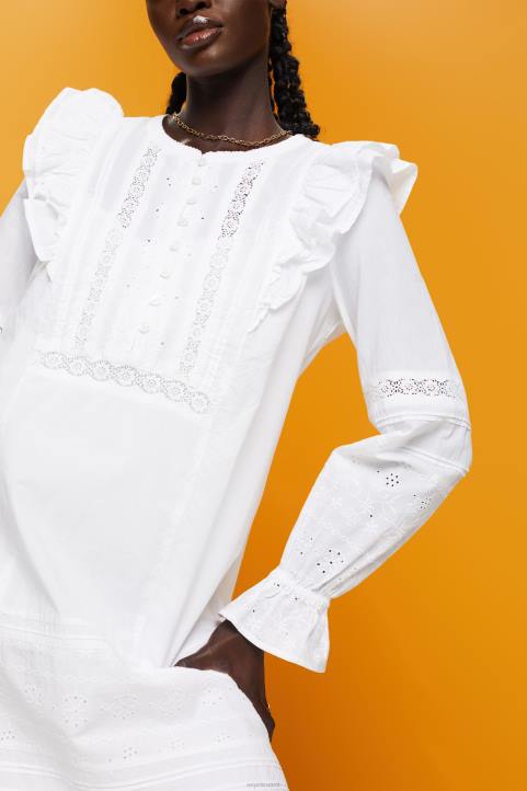 naiset Esprit valkoinen puuvillapitsi polvipituinen mekko mekot 82T6111