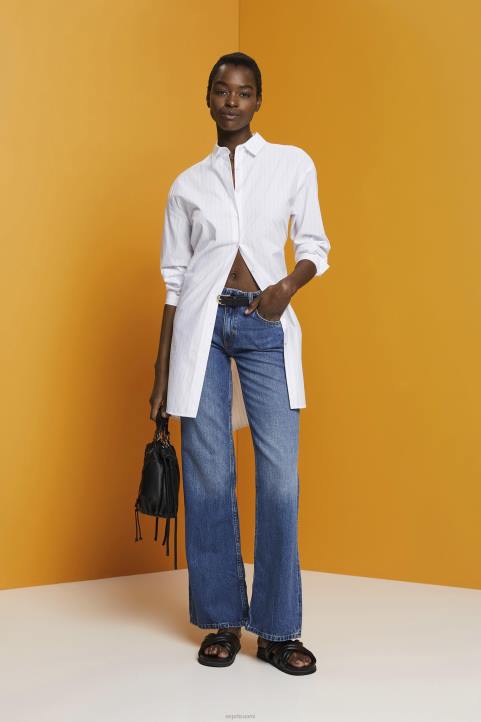 naiset Esprit valkoinen raidallinen paitamekko, 100 % puuvillaa mekot 82T6277