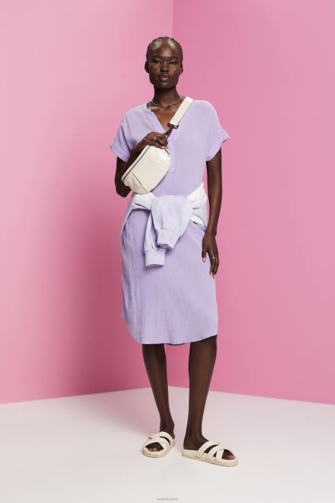 naiset Esprit valkoinen ryppyinen midi-mekko vyöllä mekot 82T654