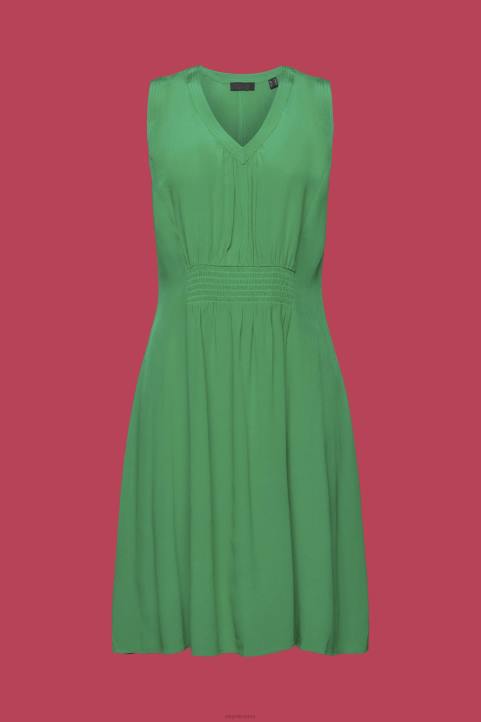 naiset Esprit vihreä minimekko, jossa smokkivyötärö mekot 82T6227