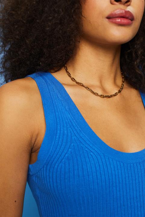 naiset Esprit kirkkaan sininen resori, hihaton neule, pellavasekoitus neuleet 82T6109