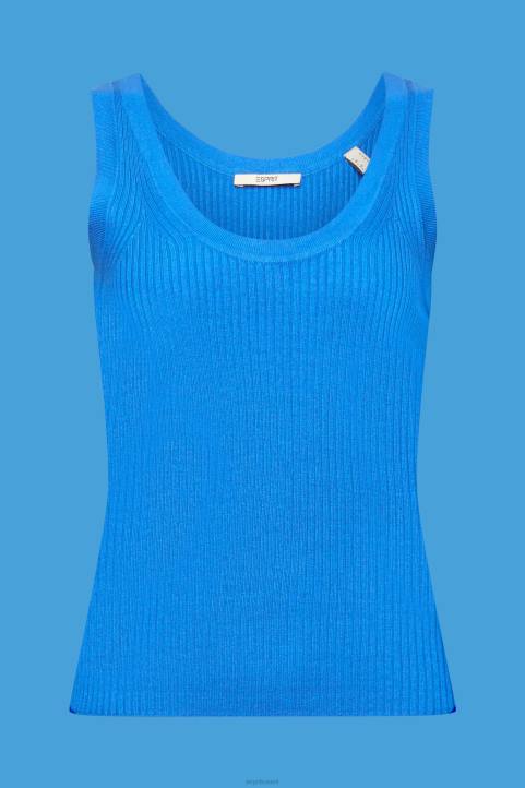 naiset Esprit kirkkaan sininen resori, hihaton neule, pellavasekoitus neuleet 82T6109