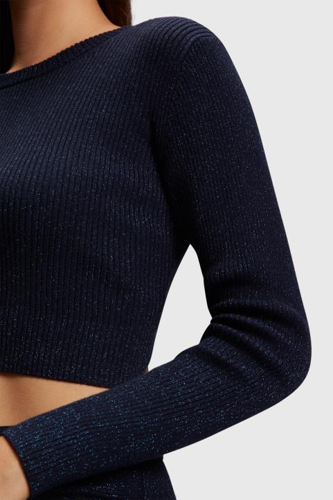 naiset Esprit laivasto Takaosa kierretty metallinen pusero neuleet 82T6358