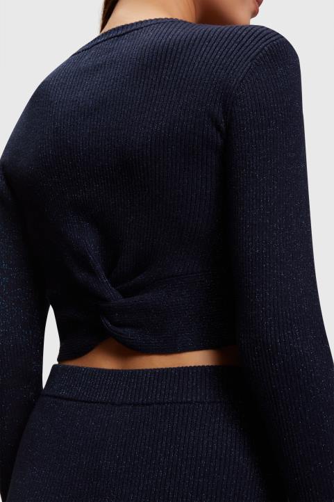 naiset Esprit laivasto Takaosa kierretty metallinen pusero neuleet 82T6358