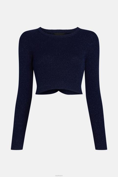 naiset Esprit laivasto Takaosa kierretty metallinen pusero neuleet 82T6358