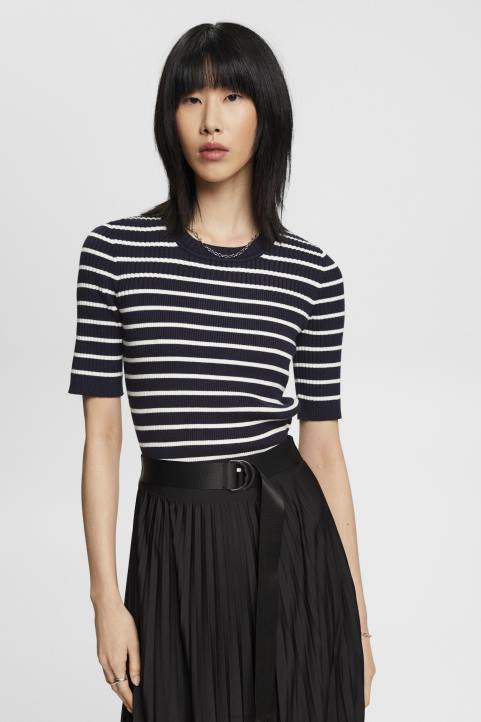 naiset Esprit laivasto lyhythihainen resoripusero neuleet 82T6319