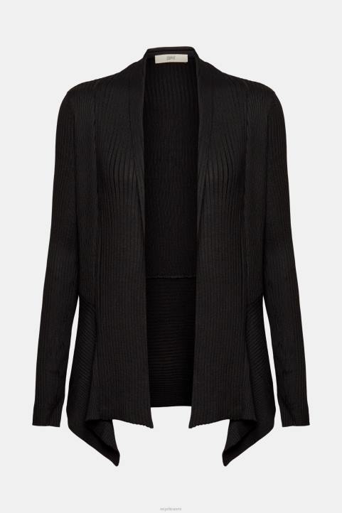 naiset Esprit musta kierrätetty: joustinneuletakki nenäliinahelmalla neuleet 82T623