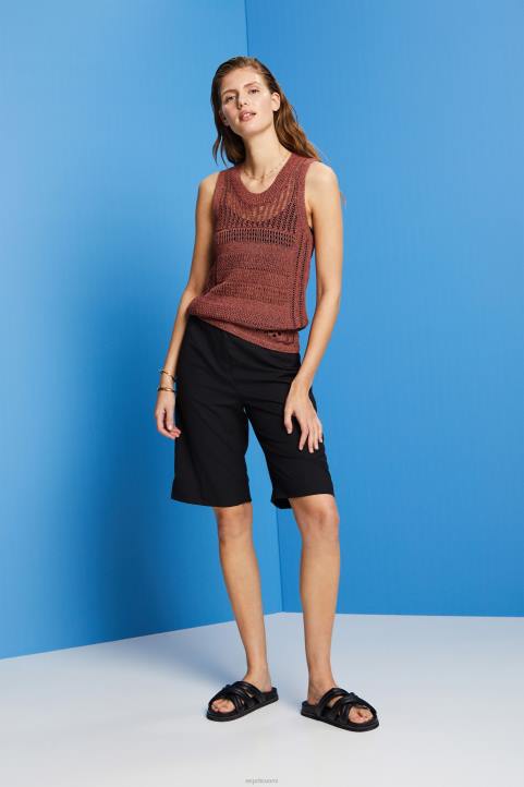 naiset Esprit terrakotta Mouline hihaton neulepusero, puuvillasekoite neuleet 82T6106