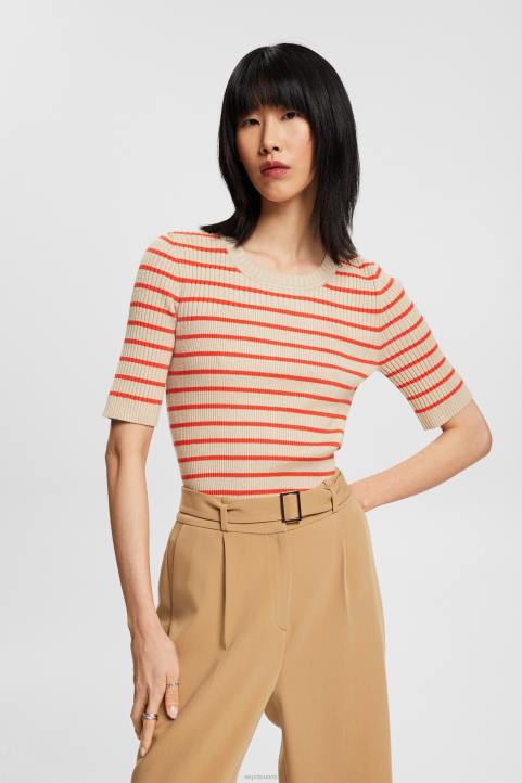 naiset Esprit vaalea taupe lyhythihainen resoripusero neuleet 82T6317