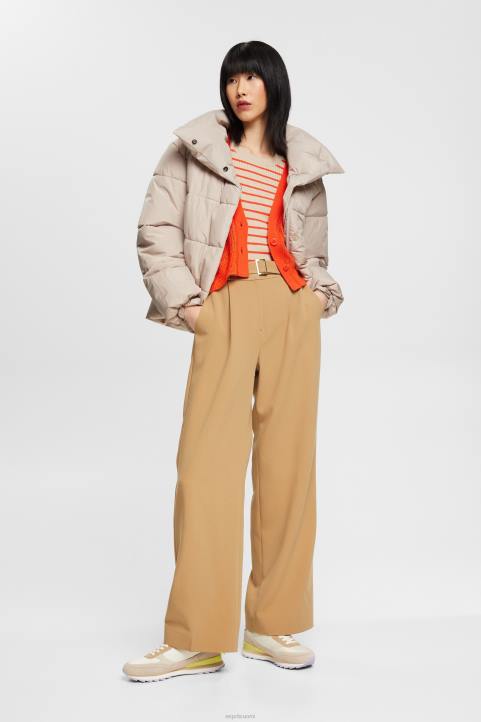 naiset Esprit vaalea taupe lyhythihainen resoripusero neuleet 82T6317