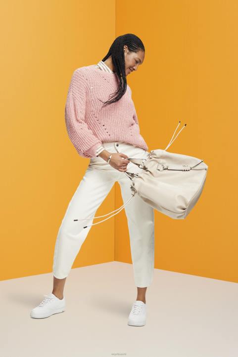 naiset Esprit vaaleanpunainen kaapelineulottu neulepusero neuleet 82T6273