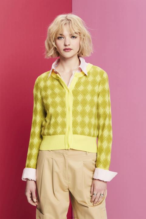 naiset Esprit valkoinen argyle neuletakki neuleet 82T685