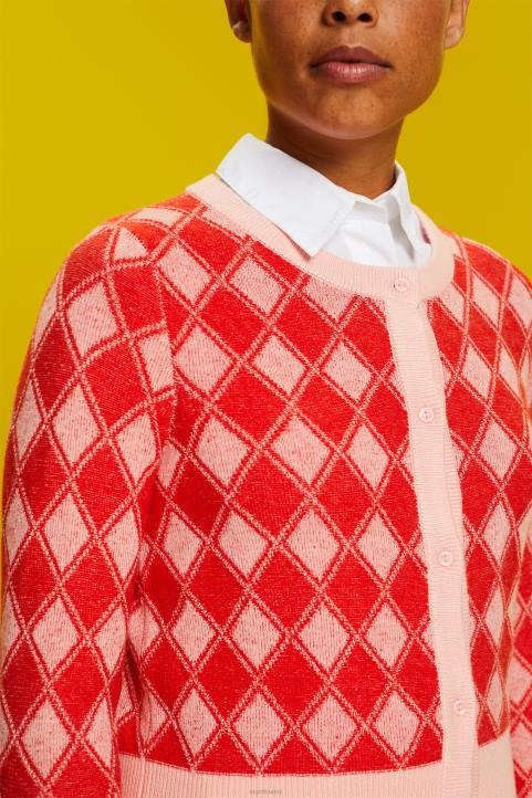 naiset Esprit valkoinen argyle neuletakki neuleet 82T686