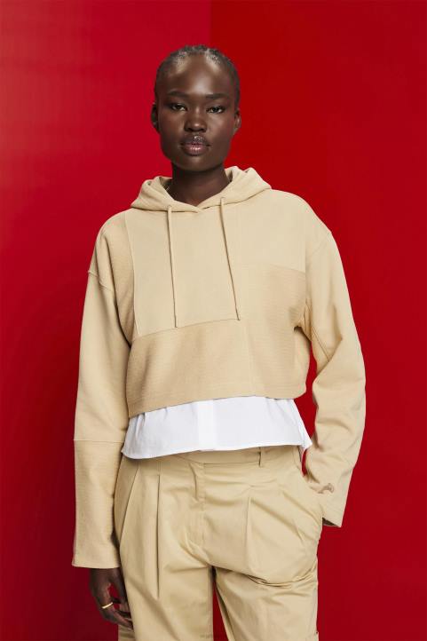 naiset Esprit hiekka leikattu tilkkutukkainen huppari neulepaidat & hupparit 82T6289