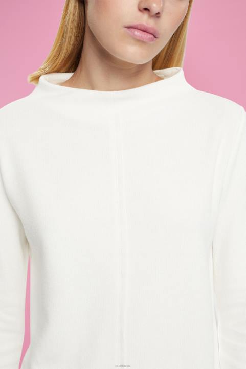 naiset Esprit luonnonvalkoinen pystykaulus collegepaita, puuvillasekoitetta neulepaidat & hupparit 82T6446