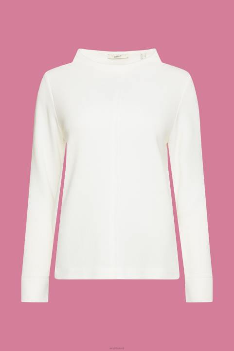 naiset Esprit luonnonvalkoinen pystykaulus collegepaita, puuvillasekoitetta neulepaidat & hupparit 82T6446