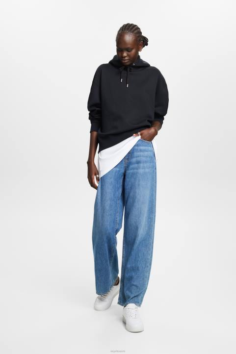 naiset Esprit musta kierrätetty: ylisuuri huppari neulepaidat & hupparit 82T629