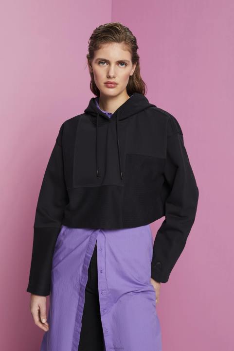 naiset Esprit musta leikattu tilkkutukkainen huppari neulepaidat & hupparit 82T6288