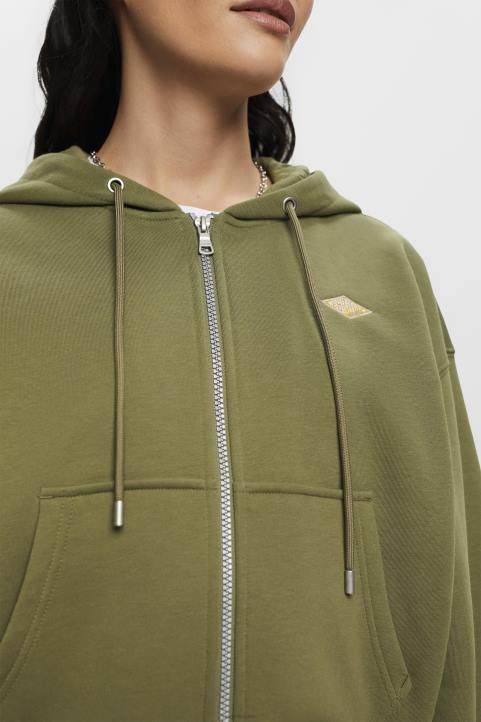 naiset Esprit oliivi rajattu vetoketjuhuppari, jossa logopainatus takana neulepaidat & hupparit 82T6164