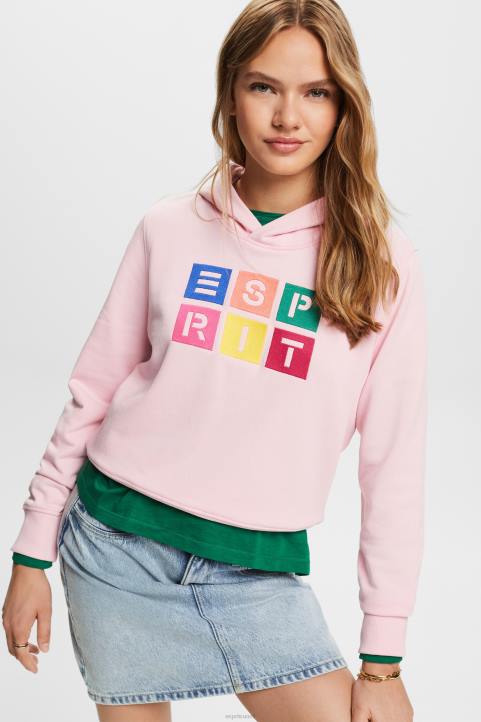 naiset Esprit pastelli pinkki brodeerattu logohuppari, luomupuuvillaa neulepaidat & hupparit 82T611