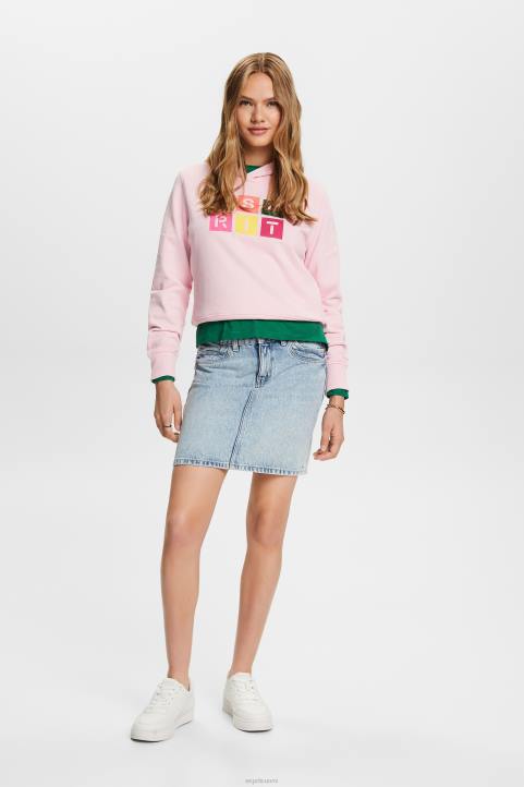 naiset Esprit pastelli pinkki brodeerattu logohuppari, luomupuuvillaa neulepaidat & hupparit 82T611