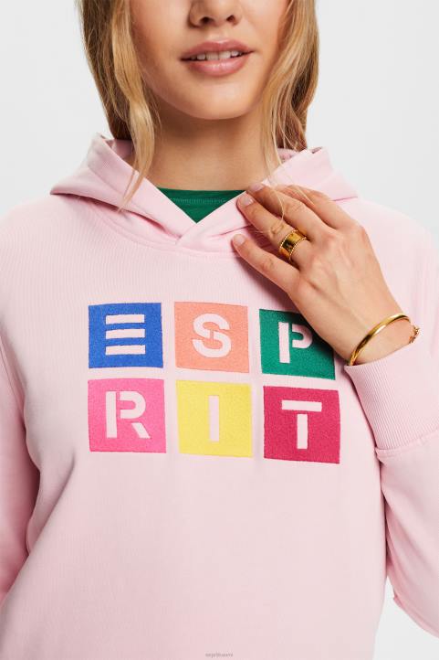 naiset Esprit pastelli pinkki brodeerattu logohuppari, luomupuuvillaa neulepaidat & hupparit 82T611